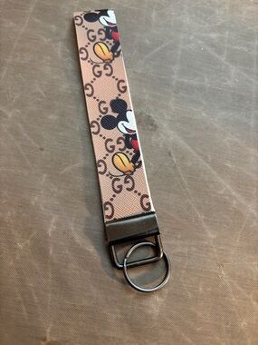 Up cycle  Mickey Mouse Monogram Wrist Strap Keyring